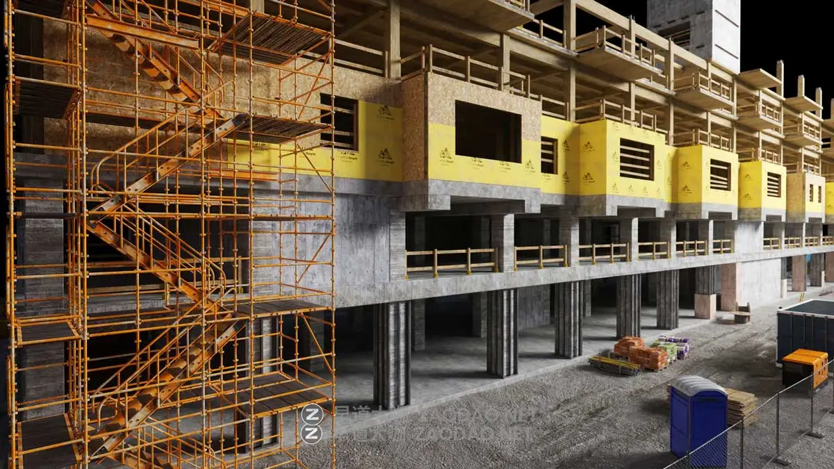 建筑工地楼房施工设备起重机吊塔3D模型C4D/Blender/FBX/OBJ/UE格式素材 Kitbash3D – Construction Zone插图5 建筑工地楼房施工设备起重机吊塔3D模型C4D/Blender/FBX/OBJ/UE格式素材 Kitbash3D – Construction Zone插图5