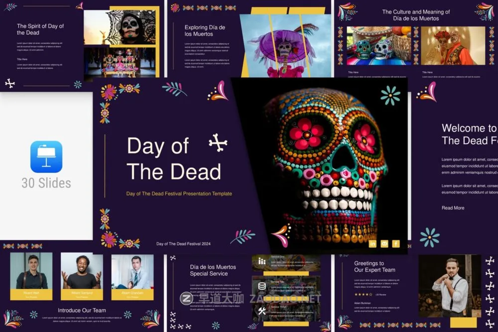 万圣节主题活动营销策划演示文稿设计keynote模版 Day of the Dead Presentation Template插图 万圣节主题活动营销策划演示文稿设计keynote模版 Day of the Dead Presentation Template插图