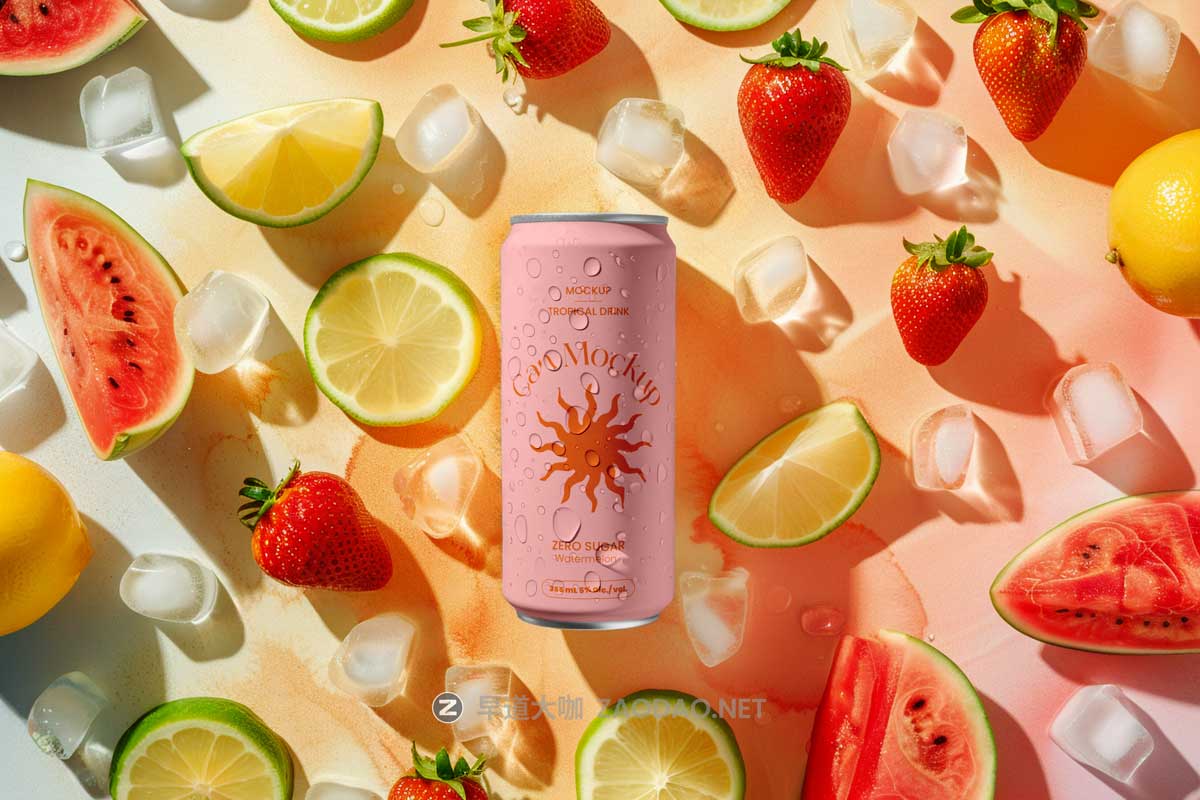 10款时尚创意听装果汁啤酒苏打水金属罐易拉罐设计展示PS贴图样机模板素材 Elongated Can Drink Mockup Vol 1插图9
