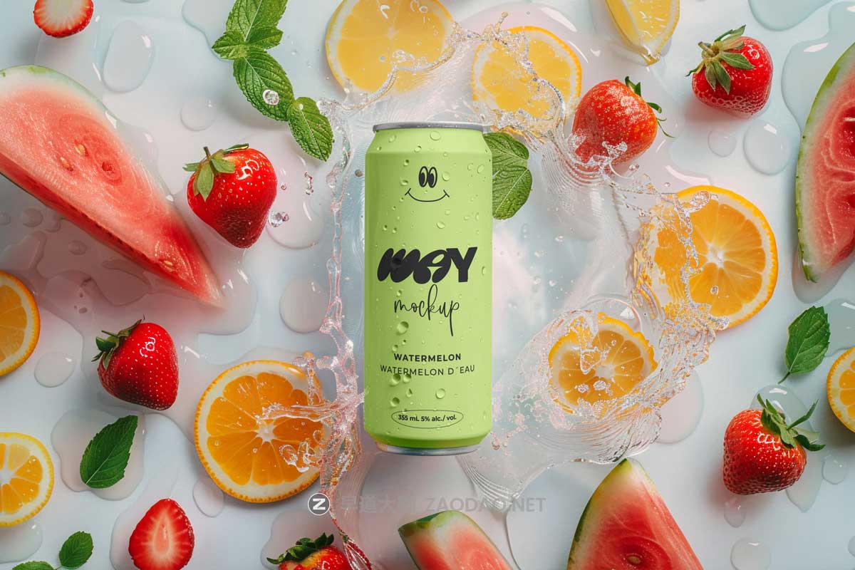 10款时尚创意听装果汁啤酒苏打水金属罐易拉罐设计展示PS贴图样机模板素材 Elongated Can Drink Mockup Vol 1插图8