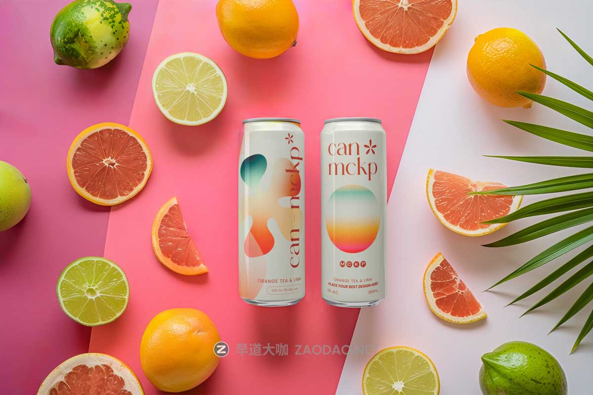 10款时尚创意听装果汁啤酒苏打水金属罐易拉罐设计展示PS贴图样机模板素材 Elongated Can Drink Mockup Vol 1插图6