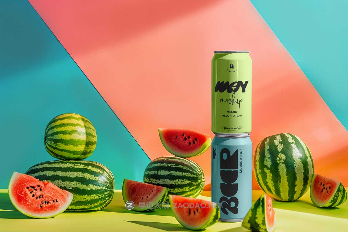 10款时尚创意听装果汁啤酒苏打水金属罐易拉罐设计展示PS贴图样机模板素材 Elongated Can Drink Mockup Vol 1插图2