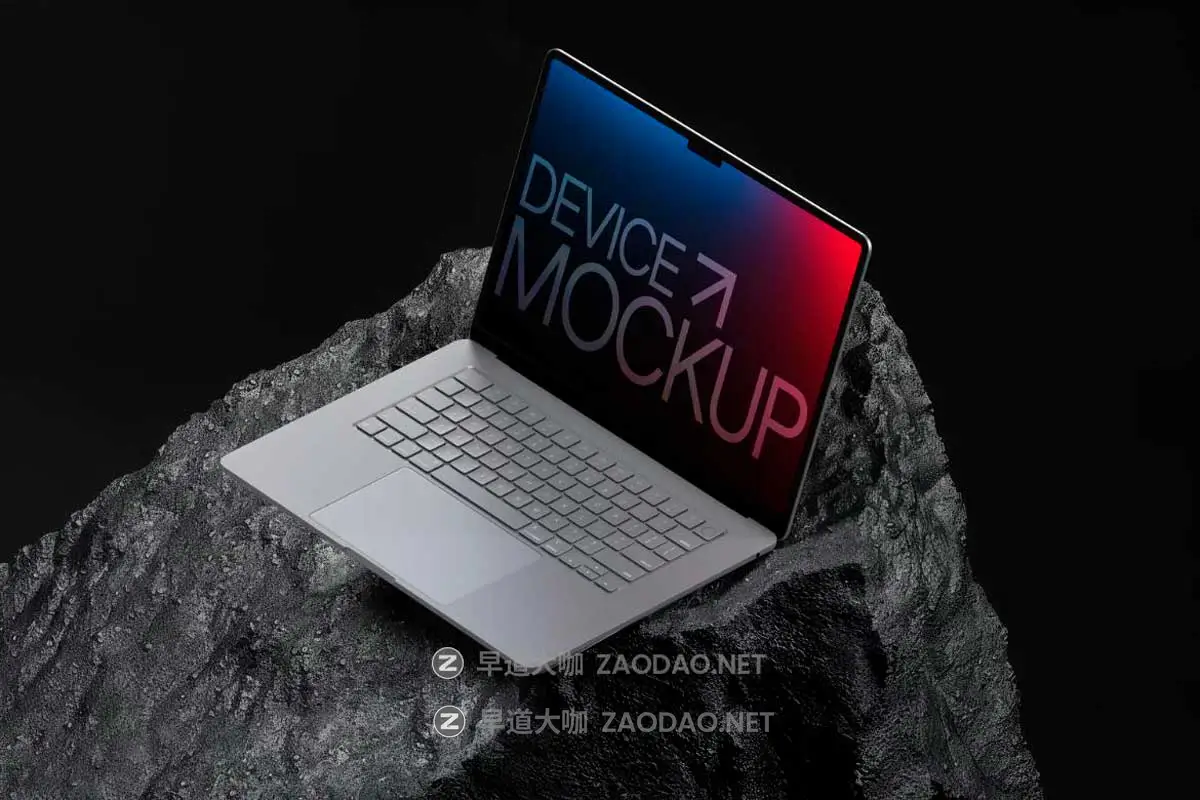 14款黑化工业风岩石背景苹果MacBook笔记本电脑屏幕展示PS贴图样机模板 Mac book Laptop Mockup插图1 14款黑化工业风岩石背景苹果MacBook笔记本电脑屏幕展示PS贴图样机模板 Mac book Laptop Mockup插图1
