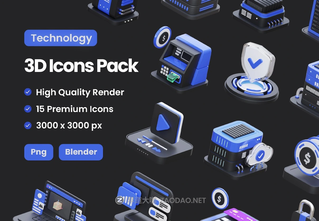 15款高级互联网技术数字货币云存储3D插图图标Icons设计Blender/PNG格式素材 Technology 3D Illustration插图 15款高级互联网技术数字货币云存储3D插图图标Icons设计Blender/PNG格式素材 Technology 3D Illustration插图