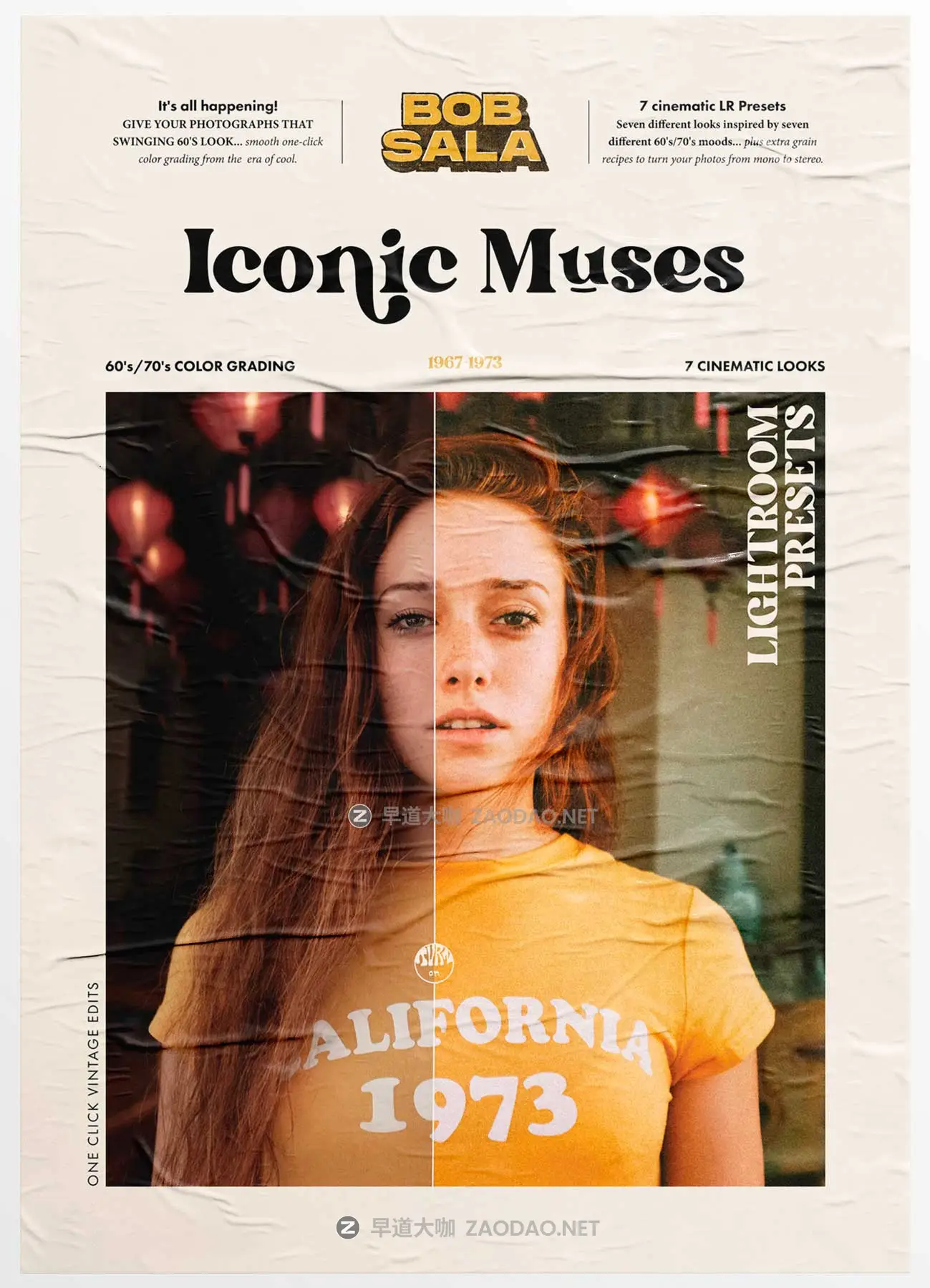 复古电影外观温暖乙烯基沙哑感觉胶片颗粒模拟肖像摄影调色Lightroom预设包 Bob Sala – Iconic Muses (1967-1973) – Presets插图 复古电影外观温暖乙烯基沙哑感觉胶片颗粒模拟肖像摄影调色Lightroom预设包 Bob Sala – Iconic Muses (1967-1973) – Presets插图