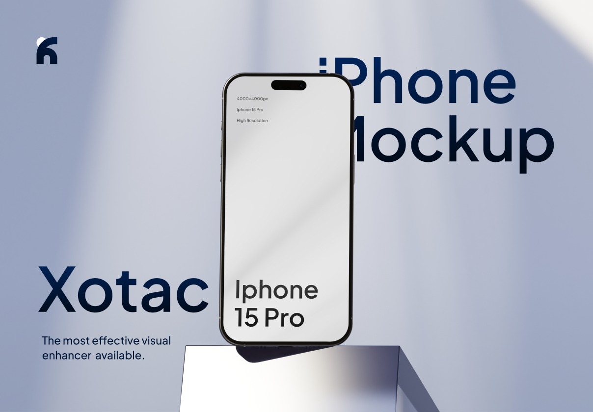 现代极简工业风UI界面设计展示苹果iPhone 15 Pro贴图PSD样机模板素材 Xotac – iPhone 15 Pro Minimalist Mockups插图
