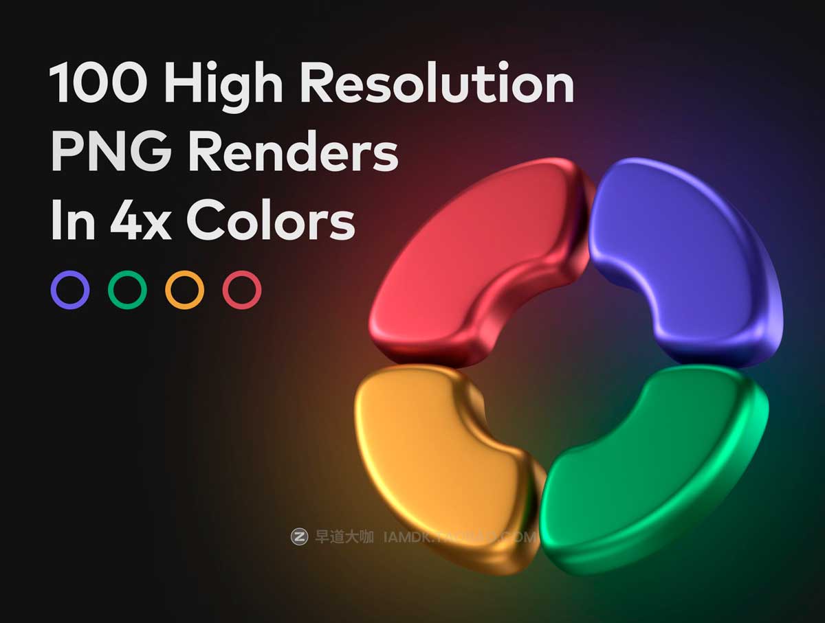 100款未来科幻赛博朋克Y2K艺术酸性3D立体金属抽象几何图形图标设计素材 Abstract Metallic 3D Icons插图1