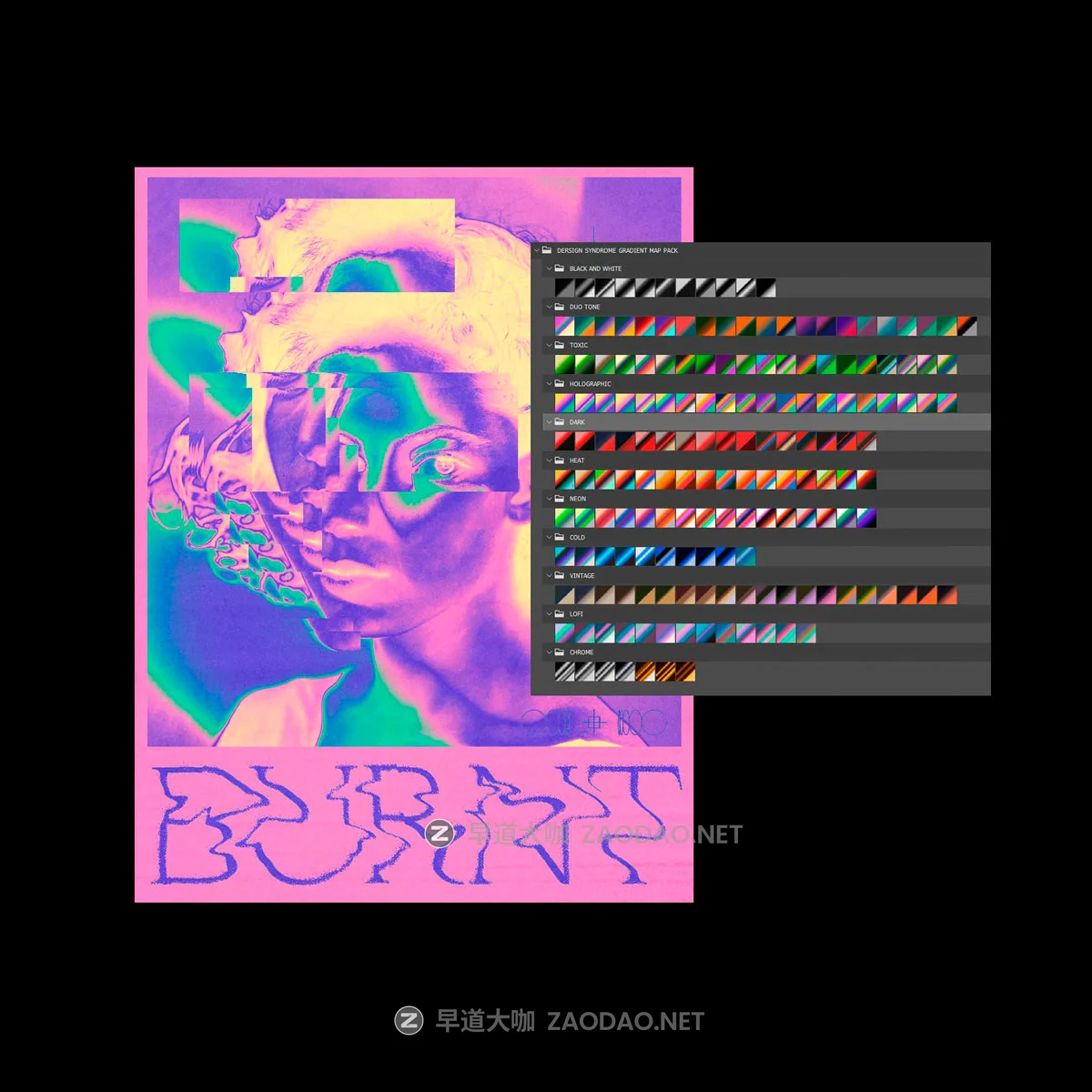120+款未来主义酸性炫彩热像仪抽象潮流渐变PS色板色彩预设设计素材 Gradient Map Pack插图4 120+款未来主义酸性炫彩热像仪抽象潮流渐变PS色板色彩预设设计素材 Gradient Map Pack插图4