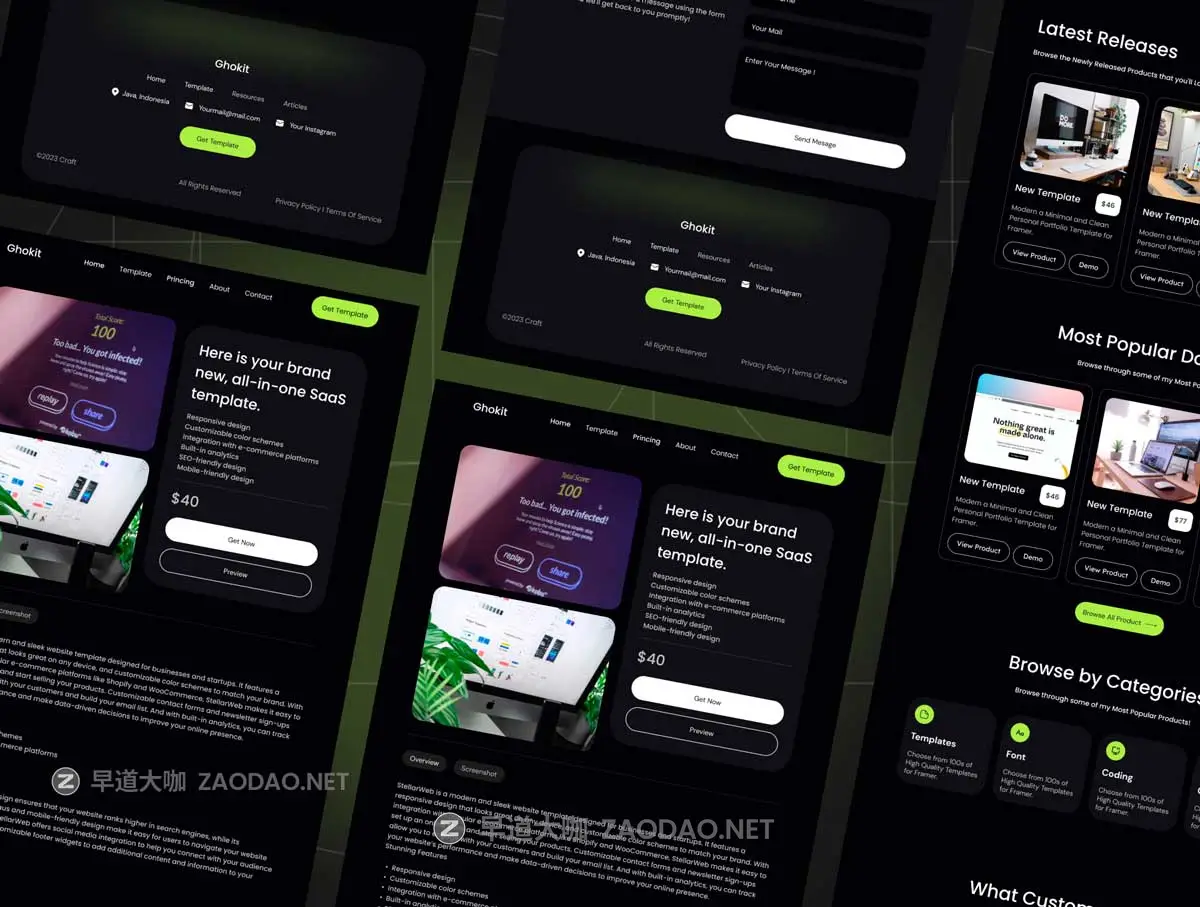 27屏暗黑响应式设计作品素材交易网站web ui界面设计figma模板 Ghokit Digital Marketplace website template插图3 27屏暗黑响应式设计作品素材交易网站web ui界面设计figma模板 Ghokit Digital Marketplace website template插图3