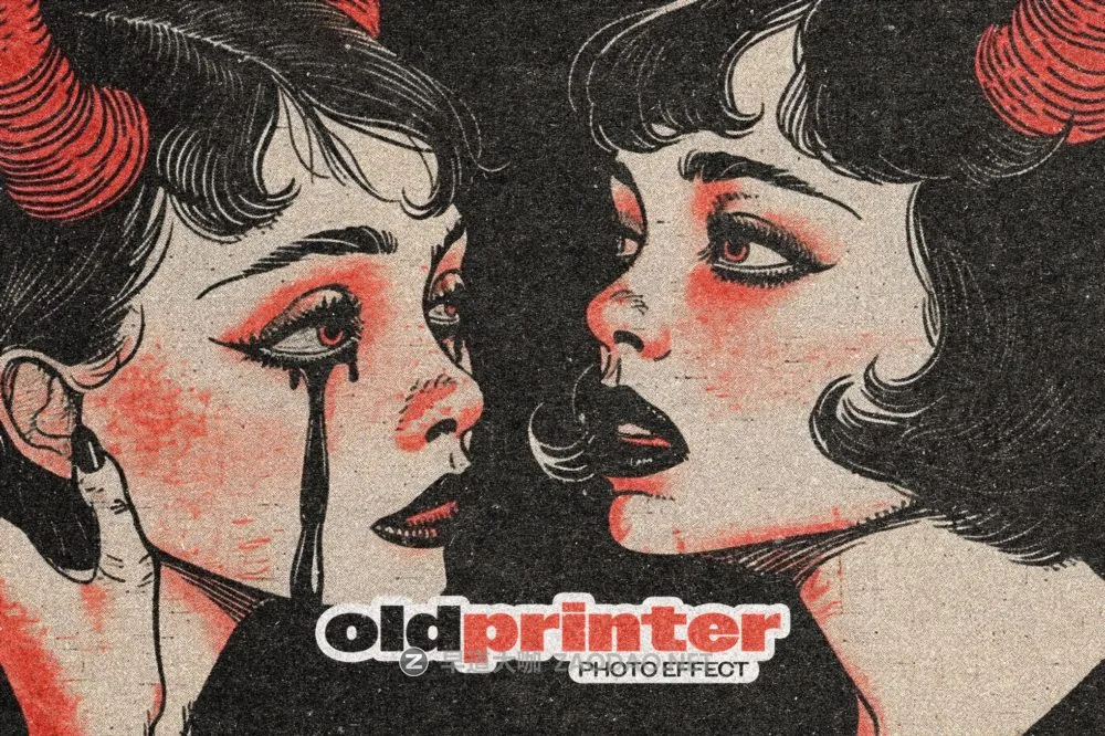复古做旧磨损粗糙打印复印照片效果ps特效滤镜样机 Old Printer Photo Effect插图 复古做旧磨损粗糙打印复印照片效果ps特效滤镜样机 Old Printer Photo Effect插图