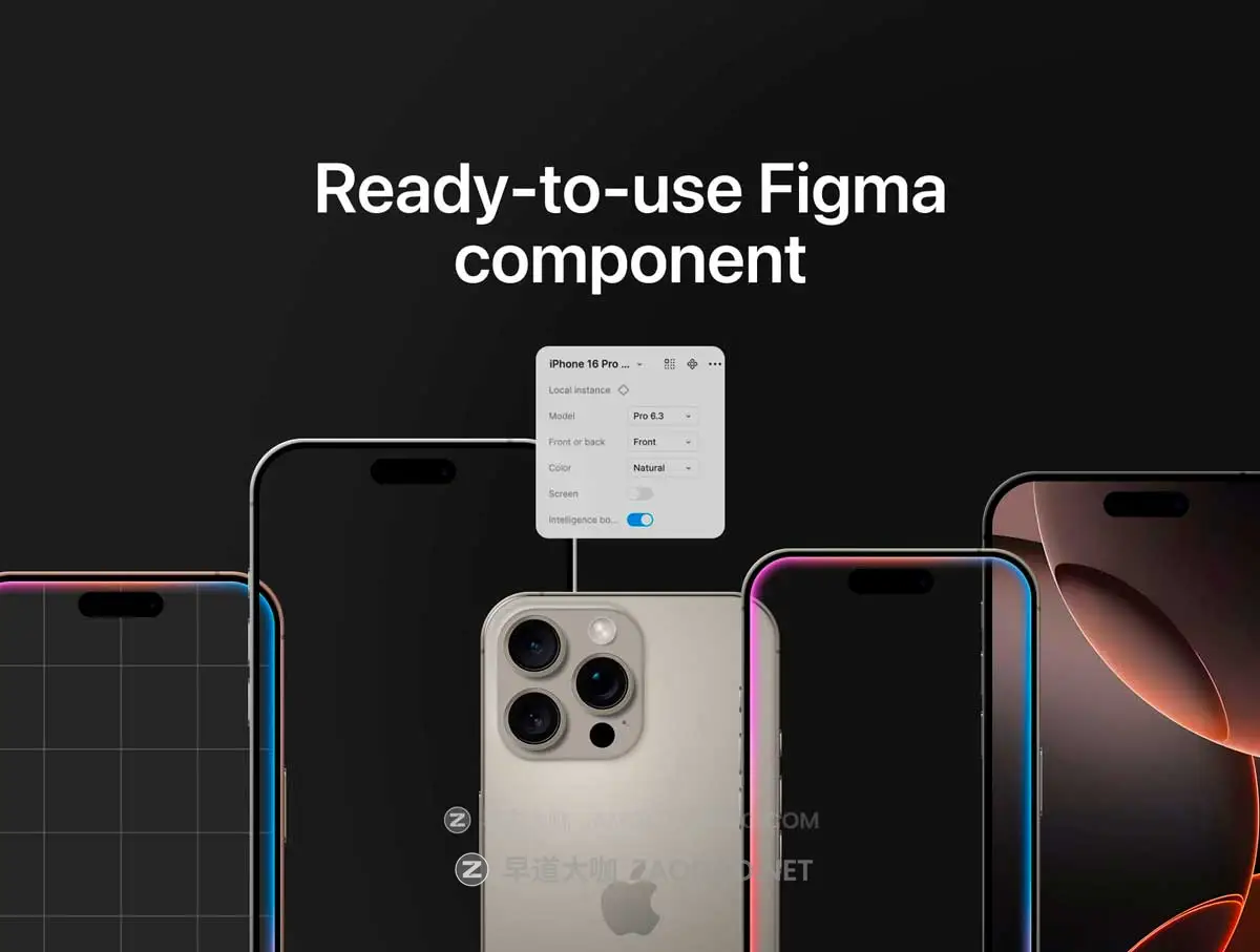 真实APP UI界面设计苹果iPhone 16 Pro手机展示效果图Figma样机模板素材 iPhone 16 Pro & Pro Max Figma mockups插图5 真实APP UI界面设计苹果iPhone 16 Pro手机展示效果图Figma样机模板素材 iPhone 16 Pro & Pro Max Figma mockups插图5