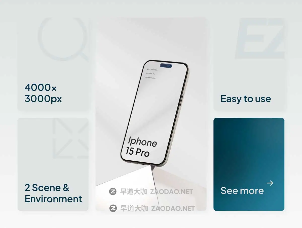 现代极简工业风UI界面设计展示苹果iPhone 15 Pro贴图PSD样机模板素材 Xotac – iPhone 15 Pro Minimalist Mockups插图2 现代极简工业风UI界面设计展示苹果iPhone 15 Pro贴图PSD样机模板素材 Xotac – iPhone 15 Pro Minimalist Mockups插图2