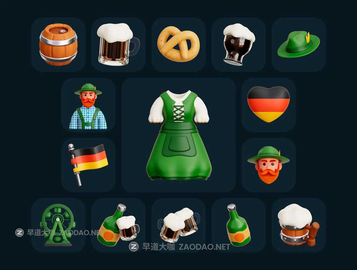 30款高级欧美风啤酒节3D立体插图图标Iocns设计blender/obj/png格式素材 Oktoberfest 3D Illustration Pack插图5 30款高级欧美风啤酒节3D立体插图图标Iocns设计blender/obj/png格式素材 Oktoberfest 3D Illustration Pack插图5