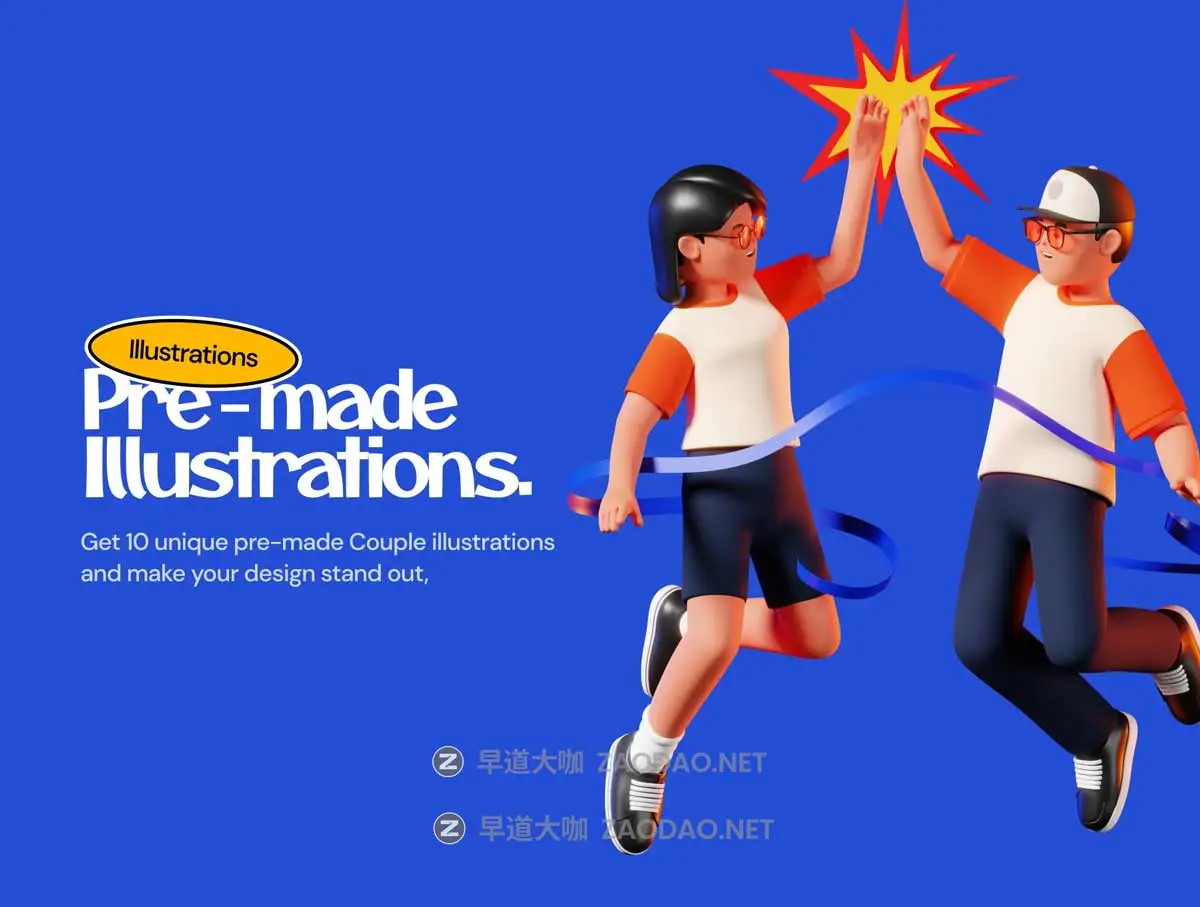 50+款卡通趣味创意多角度姿势青年男女人物3D插图图标设计Blender/PNG格式素材 3D Character Poses插图3 50+款卡通趣味创意多角度姿势青年男女人物3D插图图标设计Blender/PNG格式素材 3D Character Poses插图3