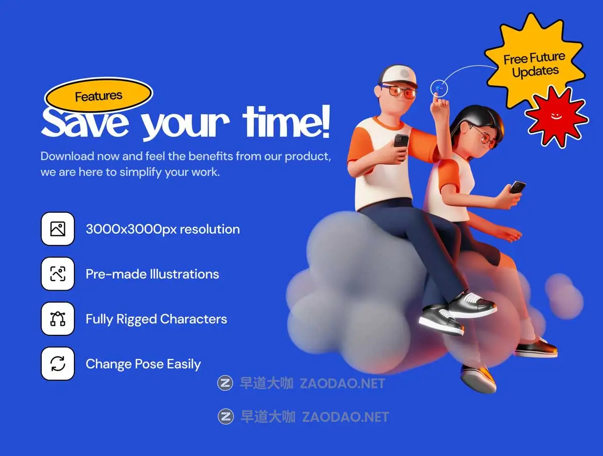 50+款卡通趣味创意多角度姿势青年男女人物3D插图图标设计Blender/PNG格式素材 3D Character Poses插图2 50+款卡通趣味创意多角度姿势青年男女人物3D插图图标设计Blender/PNG格式素材 3D Character Poses插图2