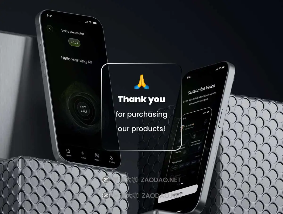 40+屏暗黑AI智能语音生成器翻译APP UI界面设计Figma模板套件 Voice Verse – AI Generator – UI Kit插图6 40+屏暗黑AI智能语音生成器翻译APP UI界面设计Figma模板套件 Voice Verse – AI Generator – UI Kit插图6