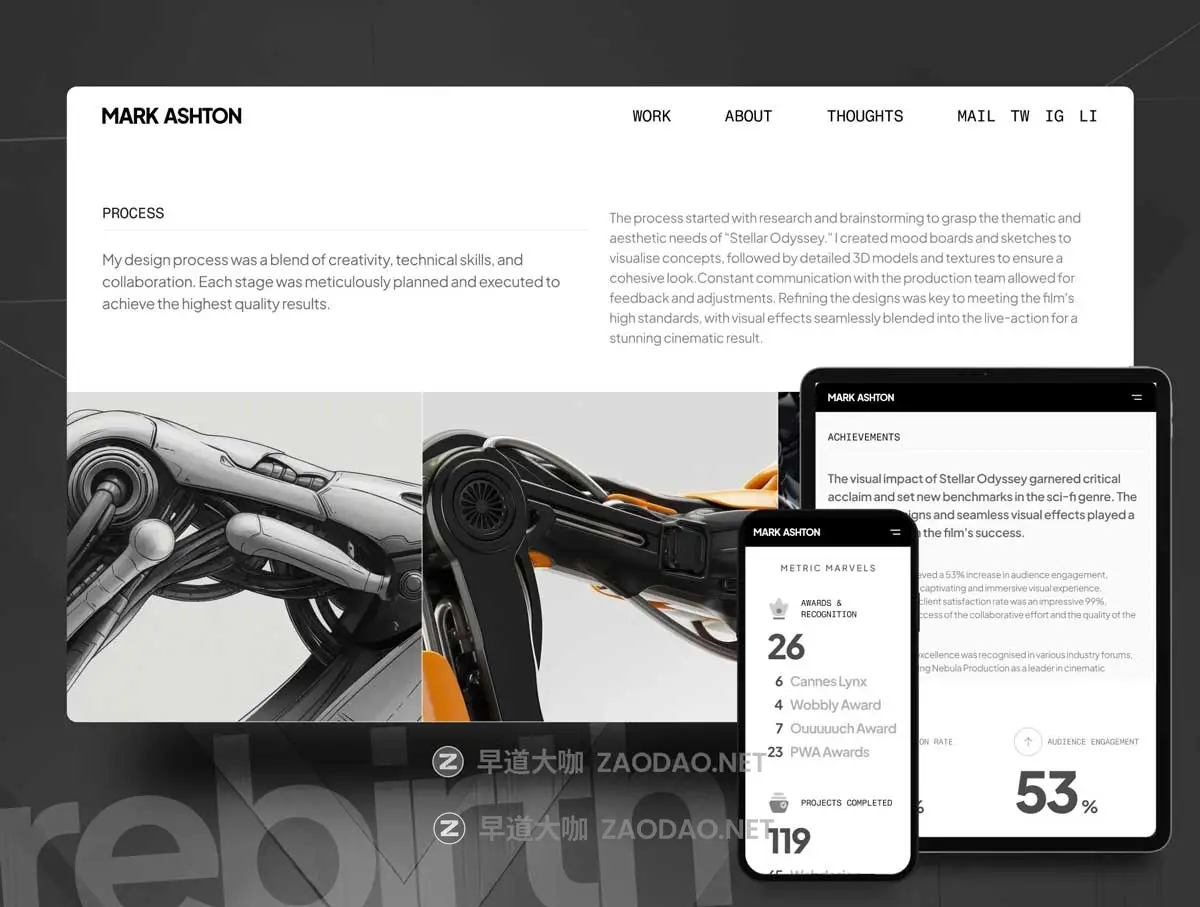 简约响应式作品集案例公司网站界面WEB UI设计Figma/Framer模板素材 Rebirth – Framer Portfolio Template插图2 简约响应式作品集案例公司网站界面WEB UI设计Figma/Framer模板素材 Rebirth – Framer Portfolio Template插图2