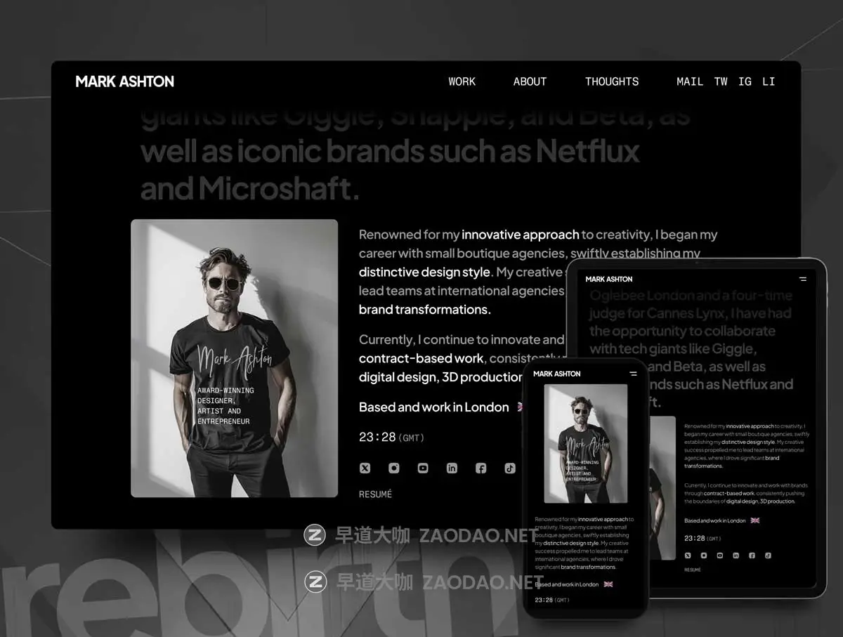 简约响应式作品集案例公司网站界面WEB UI设计Figma/Framer模板素材 Rebirth – Framer Portfolio Template插图3 简约响应式作品集案例公司网站界面WEB UI设计Figma/Framer模板素材 Rebirth – Framer Portfolio Template插图3