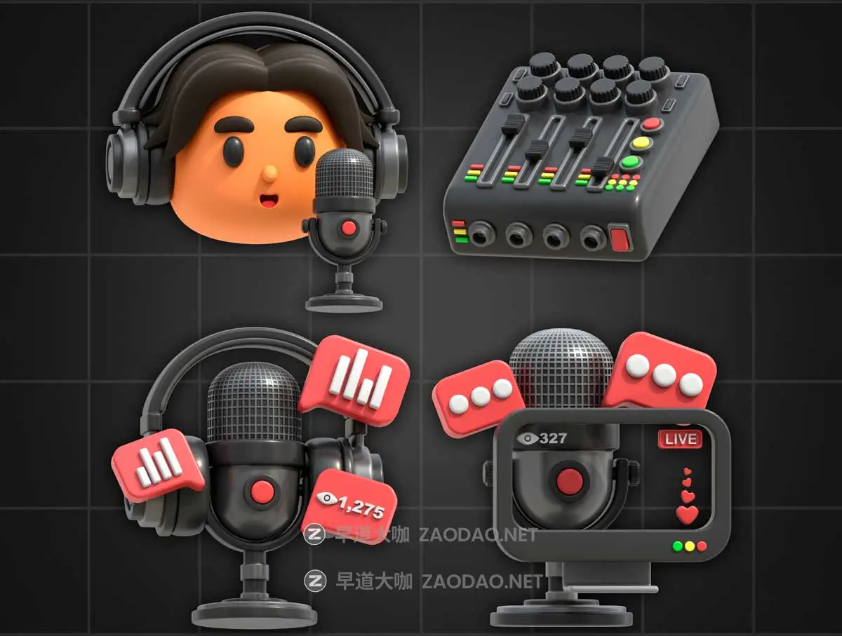 20款高级音乐赛事新闻播音演讲话筒耳机3D图标设计PNG/OBJ/FBX格式素材 3D Icon Podcast插图2 20款高级音乐赛事新闻播音演讲话筒耳机3D图标设计PNG/OBJ/FBX格式素材 3D Icon Podcast插图2