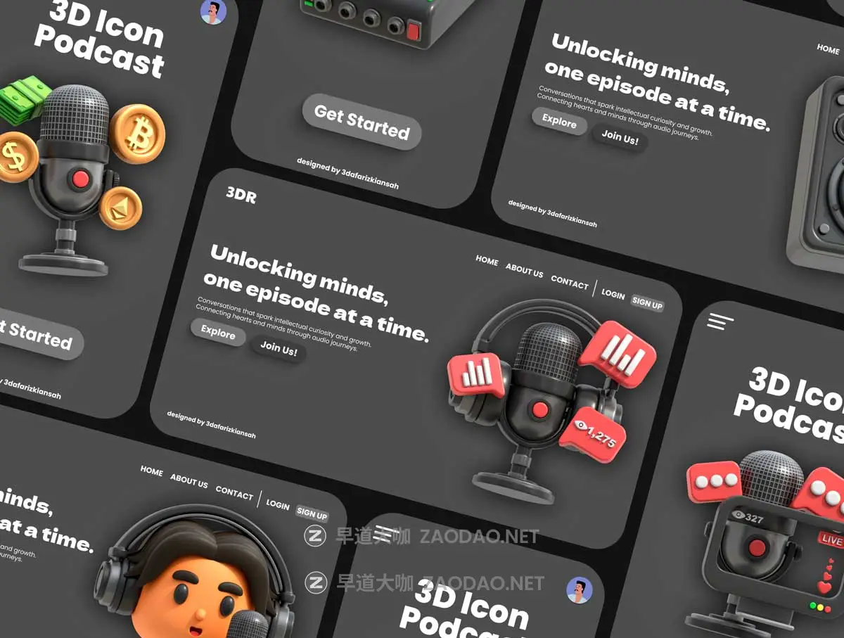 20款高级音乐赛事新闻播音演讲话筒耳机3D图标设计PNG/OBJ/FBX格式素材 3D Icon Podcast插图5 20款高级音乐赛事新闻播音演讲话筒耳机3D图标设计PNG/OBJ/FBX格式素材 3D Icon Podcast插图5