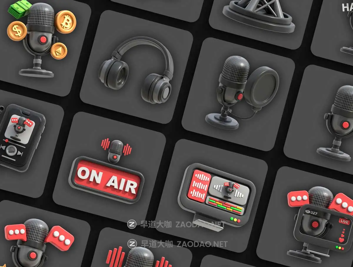 20款高级音乐赛事新闻播音演讲话筒耳机3D图标设计PNG/OBJ/FBX格式素材 3D Icon Podcast插图4 20款高级音乐赛事新闻播音演讲话筒耳机3D图标设计PNG/OBJ/FBX格式素材 3D Icon Podcast插图4