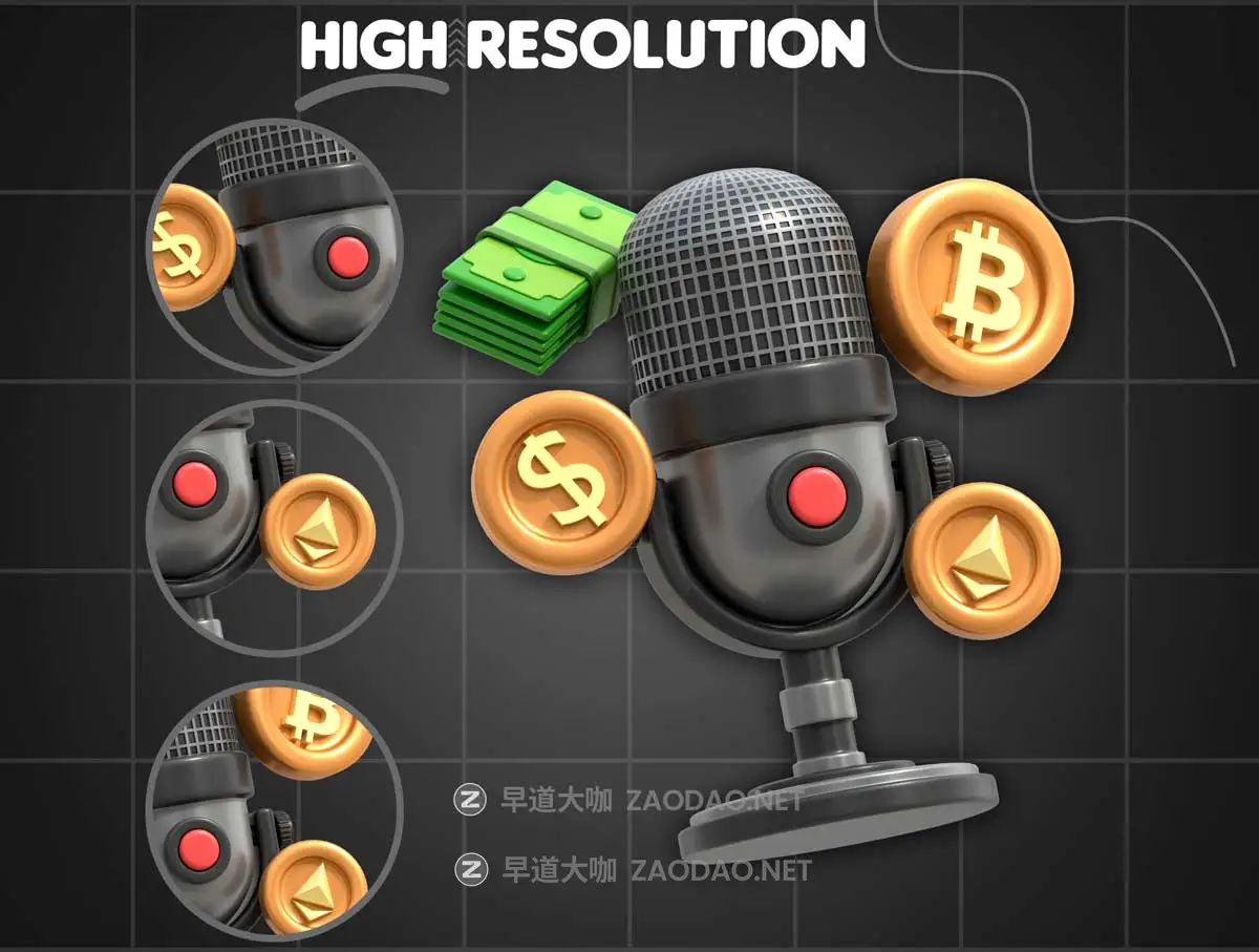 20款高级音乐赛事新闻播音演讲话筒耳机3D图标设计PNG/OBJ/FBX格式素材 3D Icon Podcast插图3 20款高级音乐赛事新闻播音演讲话筒耳机3D图标设计PNG/OBJ/FBX格式素材 3D Icon Podcast插图3