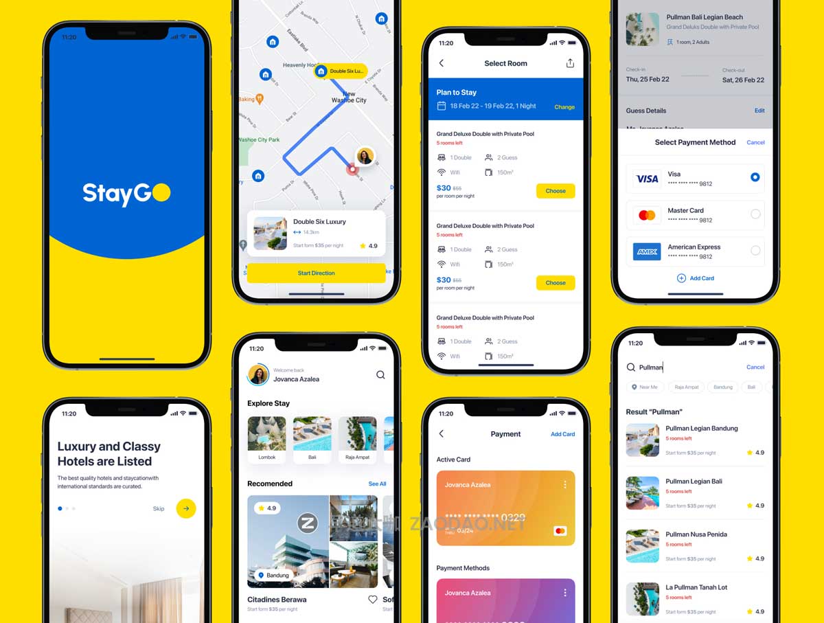 50+屏专业极简酒店民宿旅馆在线预订APP软件界面UI设计模板套件 StayGo Staycation and Hotel Booking插图4