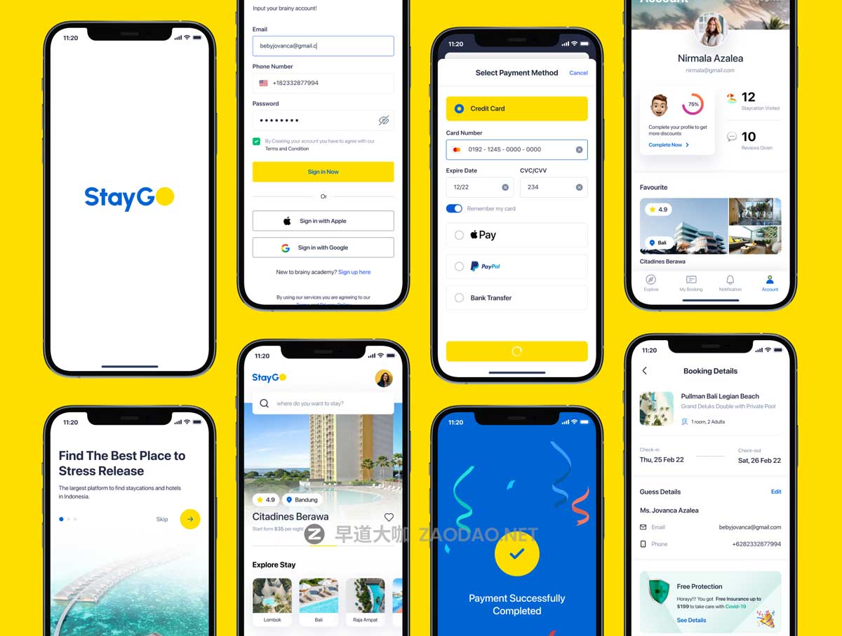 50+屏专业极简酒店民宿旅馆在线预订APP软件界面UI设计模板套件 StayGo Staycation and Hotel Booking插图5