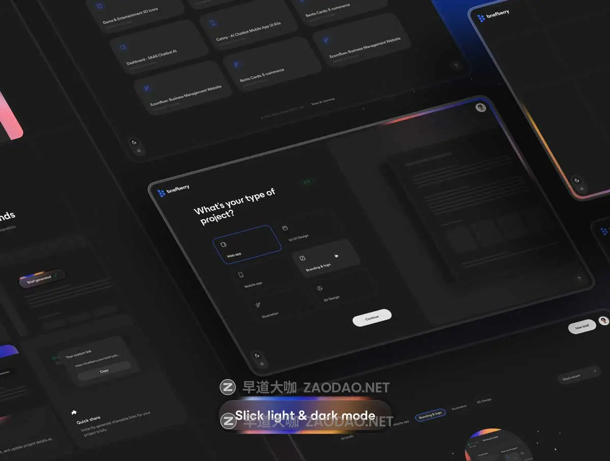 300+屏双配色简历PPT报表简报文案AI智能生成网站WEB UI界面设计Figma格式模板套件 Briefberry: AI-Powered Brief Generation UI Kit插图3 300+屏双配色简历PPT报表简报文案AI智能生成网站WEB UI界面设计Figma格式模板套件 Briefberry: AI-Powered Brief Generation UI Kit插图3