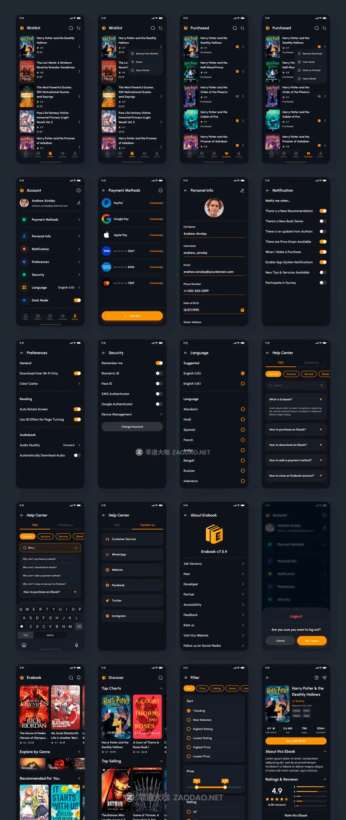 110+屏高级电子书商店阅读器APP应用程序UI界面设计Figma模板套件 Erabook – Ebook Store & Reader App UI Kit插图15 110+屏高级电子书商店阅读器APP应用程序UI界面设计Figma模板套件 Erabook – Ebook Store & Reader App UI Kit插图15