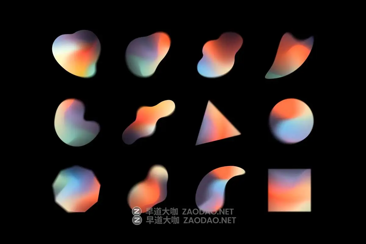 新潮迷幻科技感渐变模糊颗粒噪点纹理抽象艺术背景图片设计素材 Gradient Shapes Collection插图1 新潮迷幻科技感渐变模糊颗粒噪点纹理抽象艺术背景图片设计素材 Gradient Shapes Collection插图1