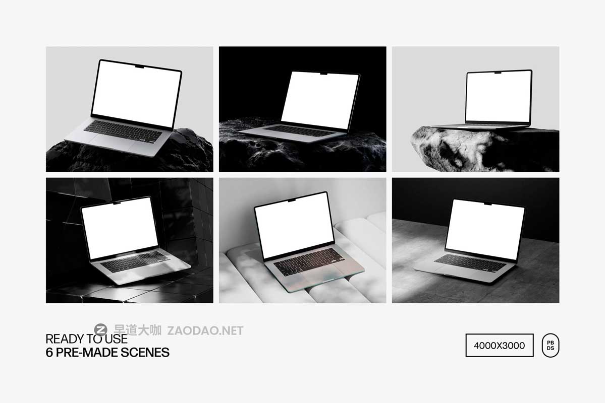 6款苹果MacBook Air笔记本电脑网站UI海报PS展示贴图样机MOCKUP模板 MacBook Air Mockup Set插图1