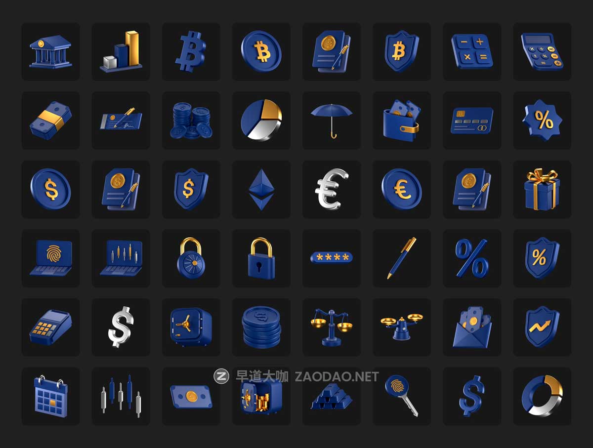 50款质感银行理财金融科技加密货币3D立体图标Icons设计Blneder/PNG格式素材 Fintech 3D Icons插图7