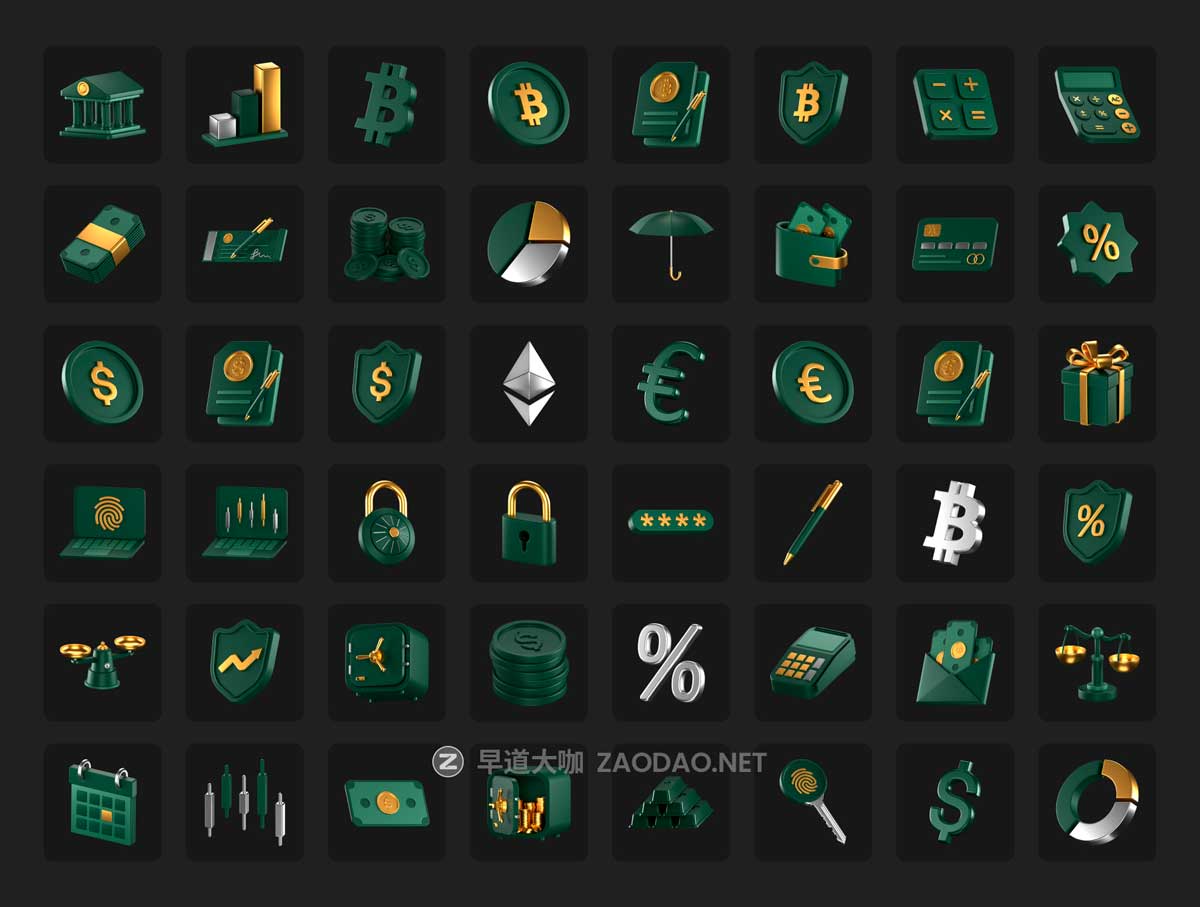 50款质感银行理财金融科技加密货币3D立体图标Icons设计Blneder/PNG格式素材 Fintech 3D Icons插图6