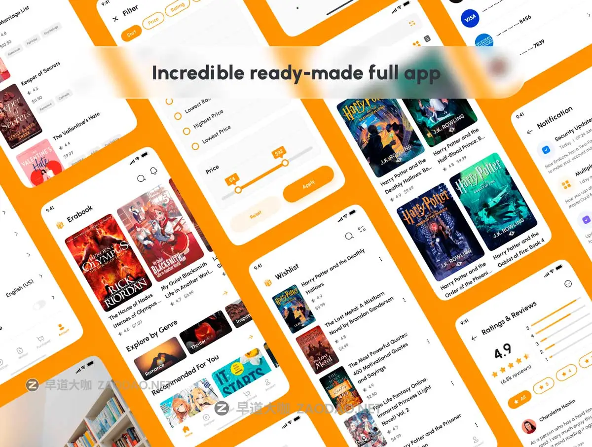 110+屏高级电子书商店阅读器APP应用程序UI界面设计Figma模板套件 Erabook – Ebook Store & Reader App UI Kit插图7 110+屏高级电子书商店阅读器APP应用程序UI界面设计Figma模板套件 Erabook – Ebook Store & Reader App UI Kit插图7