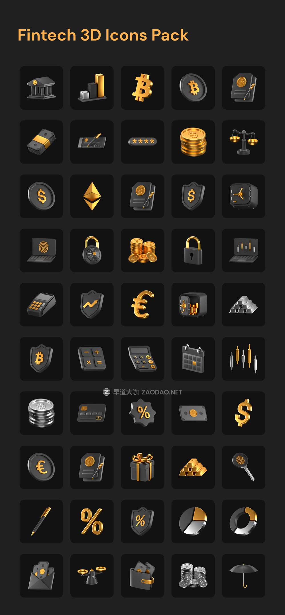 50款质感银行理财金融科技加密货币3D立体图标Icons设计Blneder/PNG格式素材 Fintech 3D Icons插图8