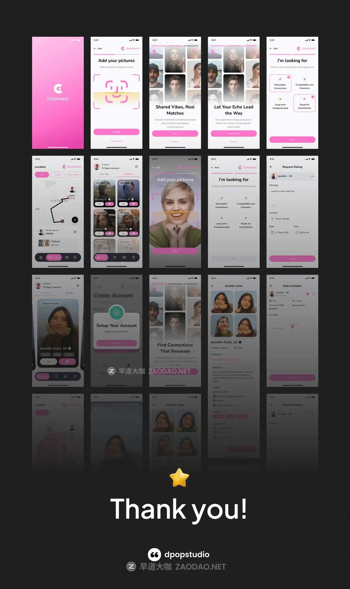 100+屏双配色时尚聊天约会交友社交媒体软件APP UI界面设计Figma模板套件 EchoMatch – Dating Mobile Apps UI KIT插图8 100+屏双配色时尚聊天约会交友社交媒体软件APP UI界面设计Figma模板套件 EchoMatch – Dating Mobile Apps UI KIT插图8