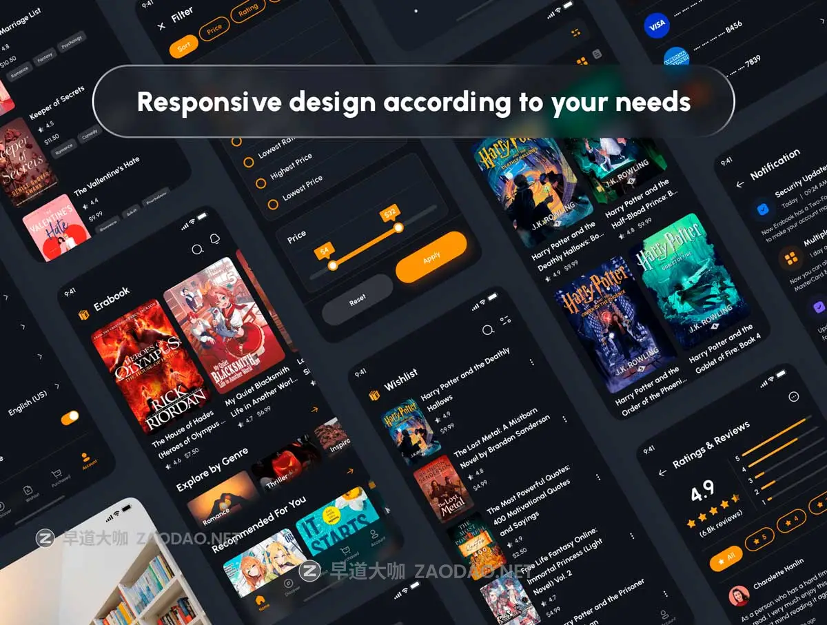 110+屏高级电子书商店阅读器APP应用程序UI界面设计Figma模板套件 Erabook – Ebook Store & Reader App UI Kit插图5 110+屏高级电子书商店阅读器APP应用程序UI界面设计Figma模板套件 Erabook – Ebook Store & Reader App UI Kit插图5