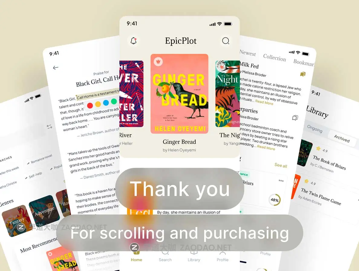 50+屏电子书小说阅读器书店APP软件UI界面设计Figma模板素材 Epicplot – Ebook and Novel Reader UI Kit Template插图7 50+屏电子书小说阅读器书店APP软件UI界面设计Figma模板素材 Epicplot – Ebook and Novel Reader UI Kit Template插图7