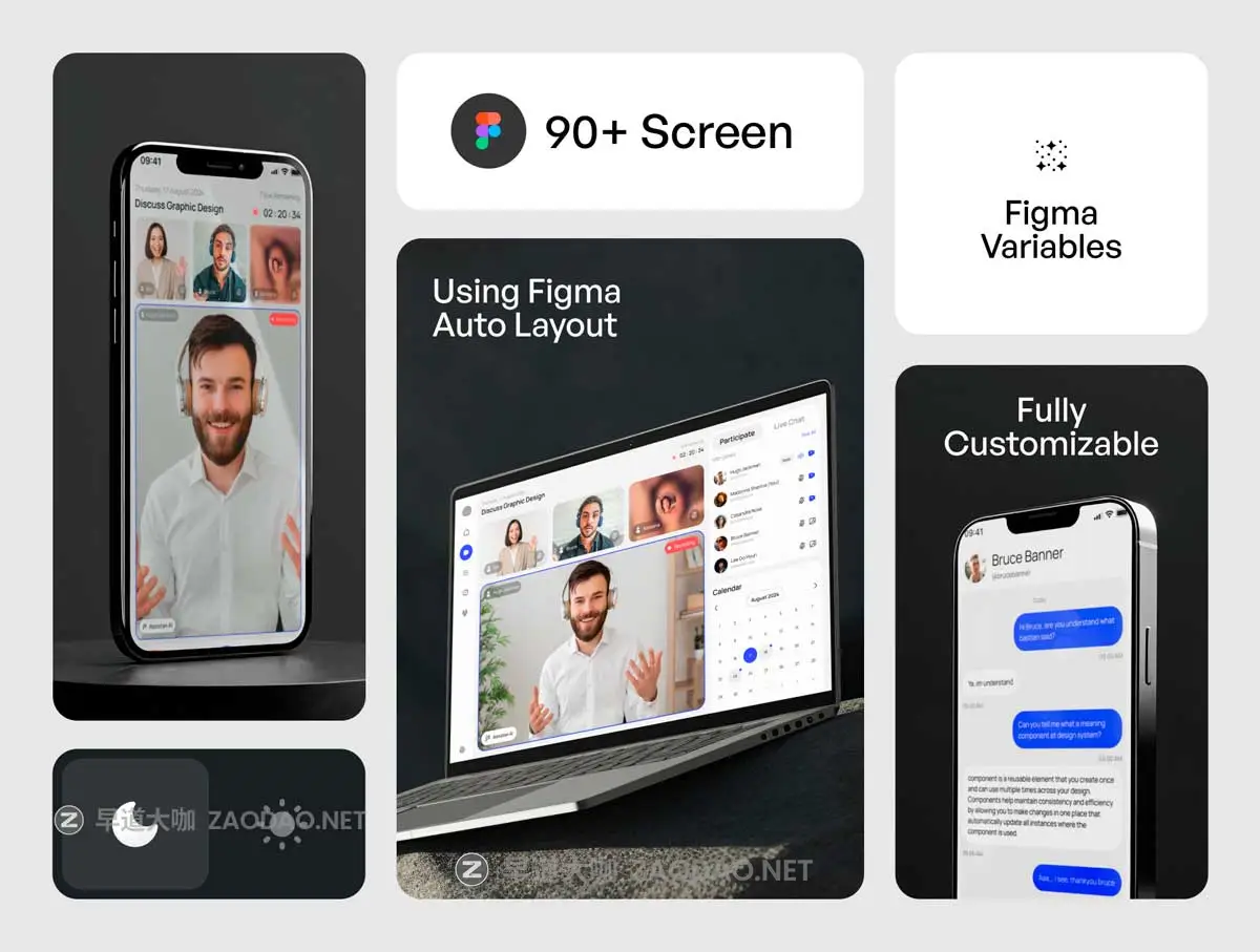 90+屏双配色创意视频会议在线教育软件APP UI界面设计Figma模板素材 MeetOn – Video Conference Dekstop App插图1 90+屏双配色创意视频会议在线教育软件APP UI界面设计Figma模板素材 MeetOn – Video Conference Dekstop App插图1