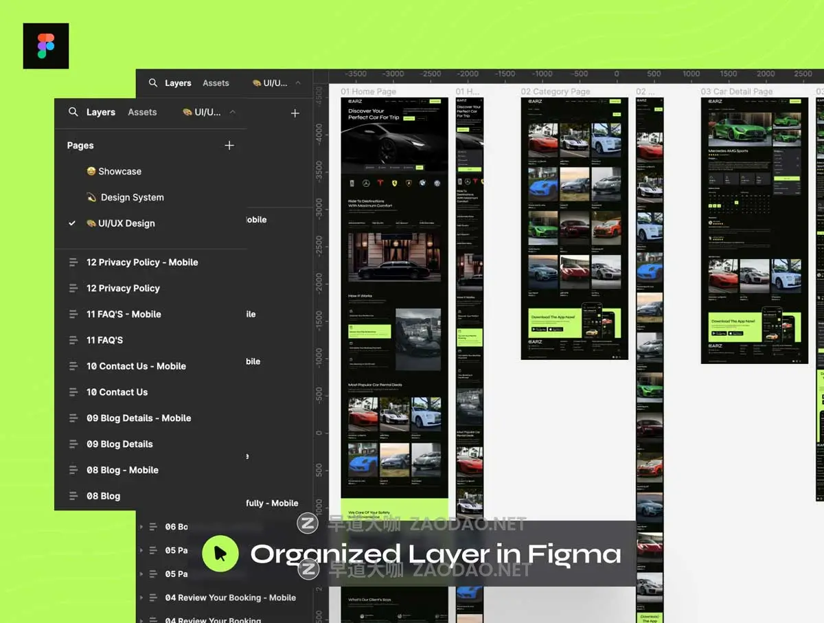 25屏暗黑风格响应式汽车租赁出租车网站WEB UI界面设计Figma模板套件素材 CARZ – Car Rental Website UI Kit插图3 25屏暗黑风格响应式汽车租赁出租车网站WEB UI界面设计Figma模板套件素材 CARZ – Car Rental Website UI Kit插图3