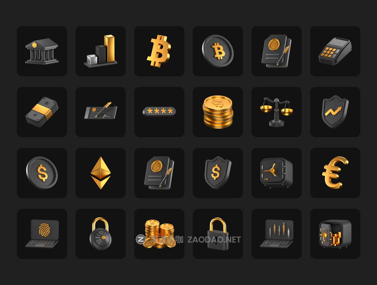 50款质感银行理财金融科技加密货币3D立体图标Icons设计Blneder/PNG格式素材 Fintech 3D Icons插图4