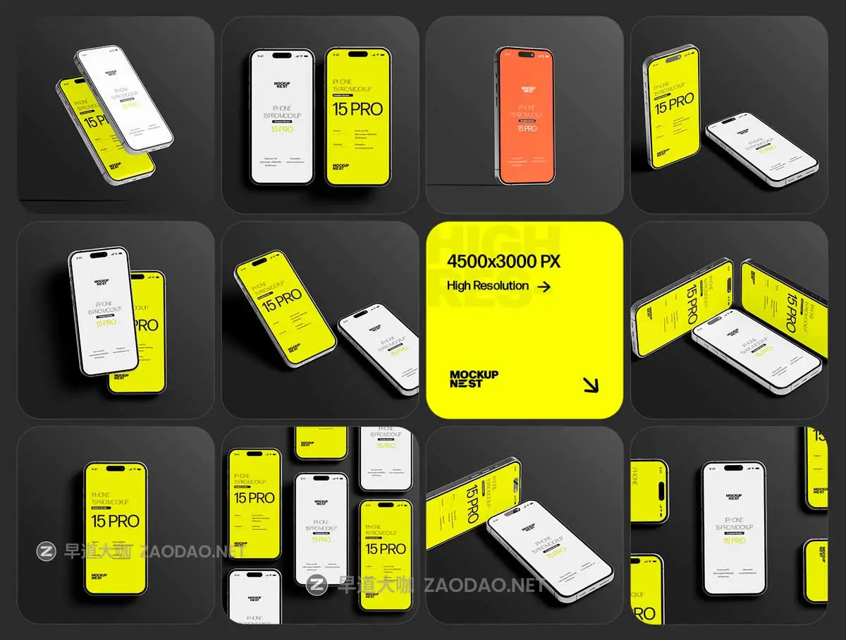 25款时尚简约app ui界面设计苹果iPhone15 Pro展示效果图Ps贴图样机模板 iPhone 15 Pro Mockup Set插图4 25款时尚简约app ui界面设计苹果iPhone15 Pro展示效果图Ps贴图样机模板 iPhone 15 Pro Mockup Set插图4