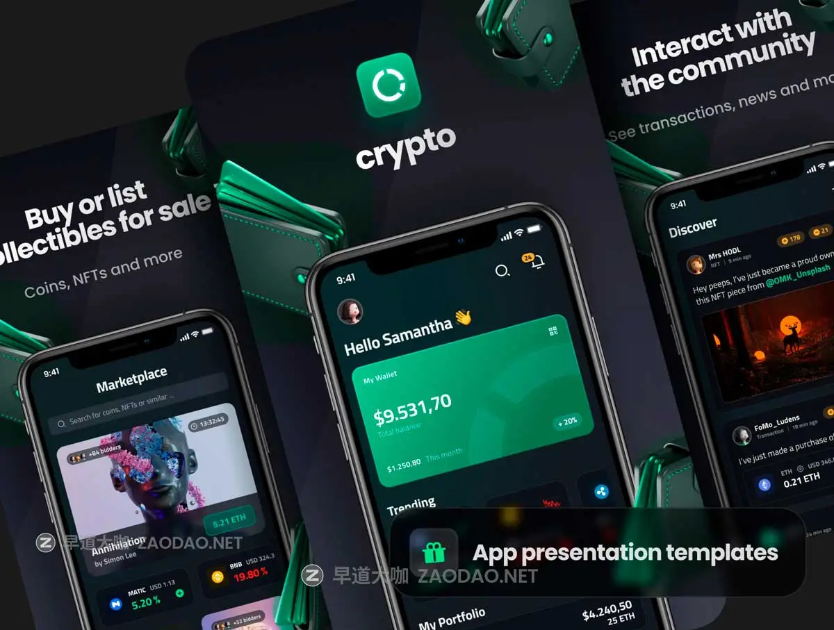 21屏暗黑金融科技加密货币电子钱包理财财务管理APP UI界面设计Figma模板套件 Crypto – Wallet App UI Kit插图3 21屏暗黑金融科技加密货币电子钱包理财财务管理APP UI界面设计Figma模板套件 Crypto – Wallet App UI Kit插图3