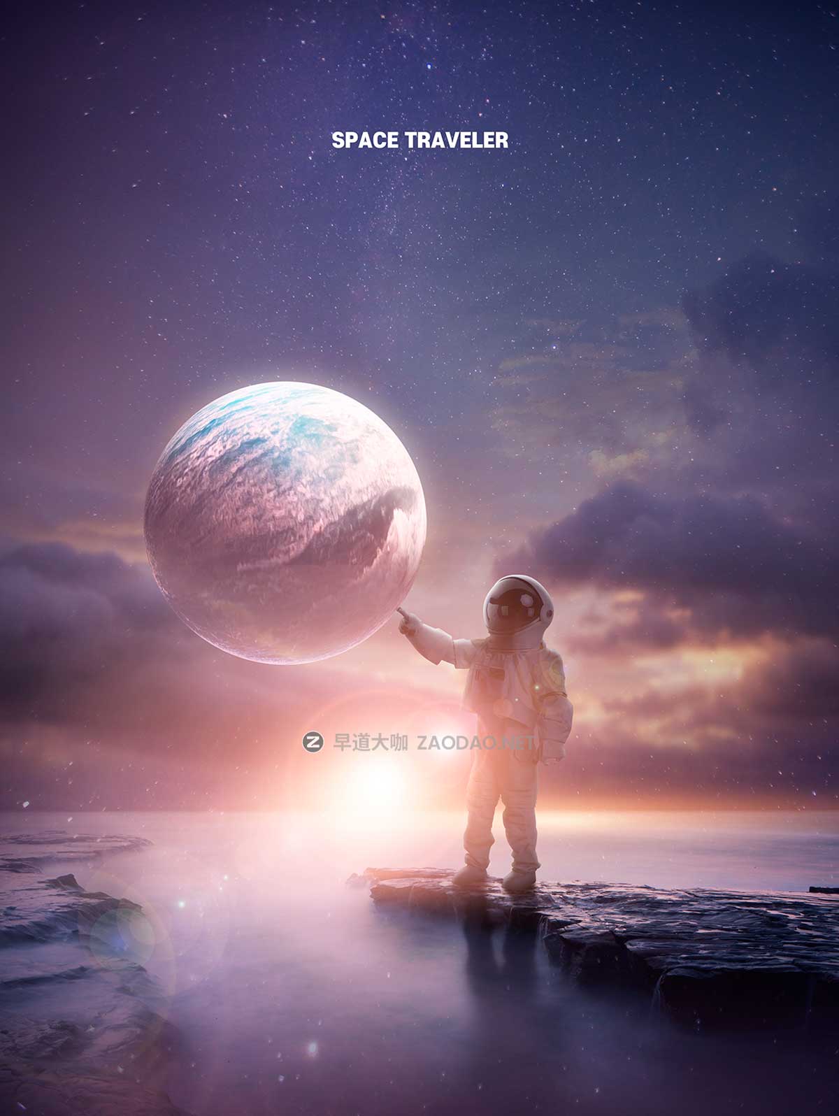 16款未来科幻太空宇宙行星宇航员主视觉KV海报设计PSD模板素材源文件 Astronaut In Space Sale Poster Template插图2