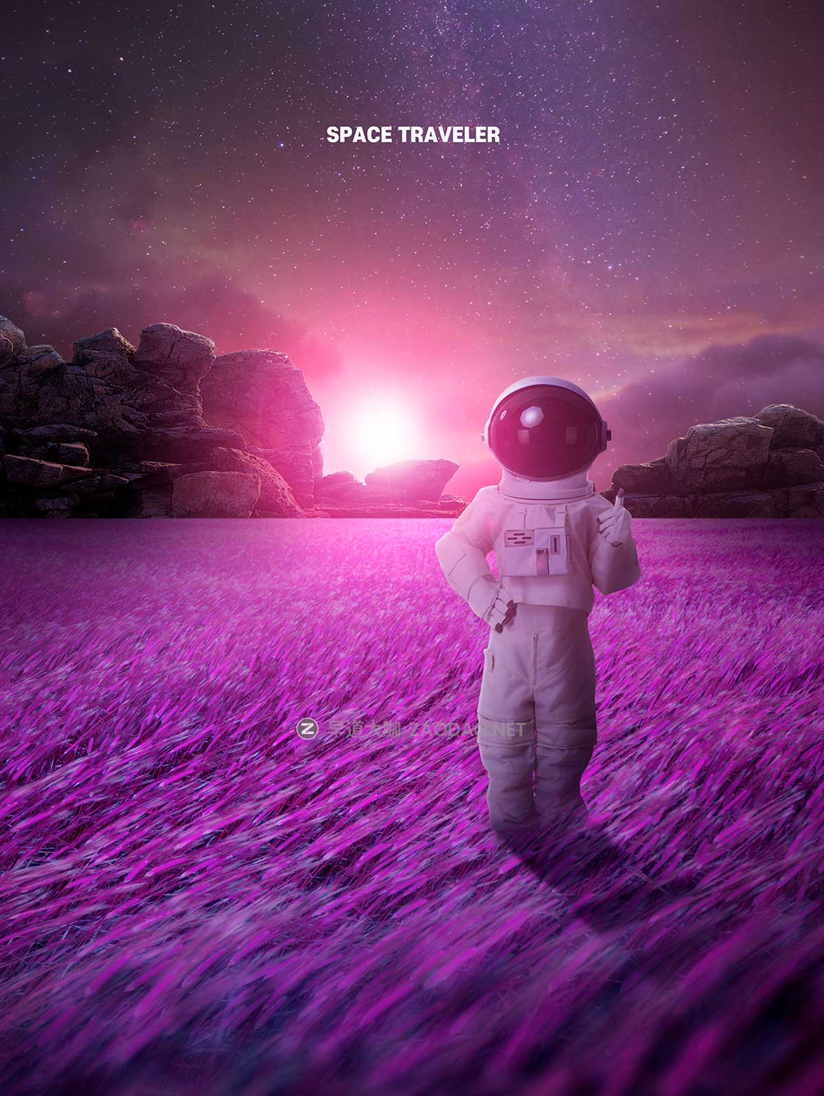 16款未来科幻太空宇宙行星宇航员主视觉KV海报设计PSD模板素材源文件 Astronaut In Space Sale Poster Template插图4