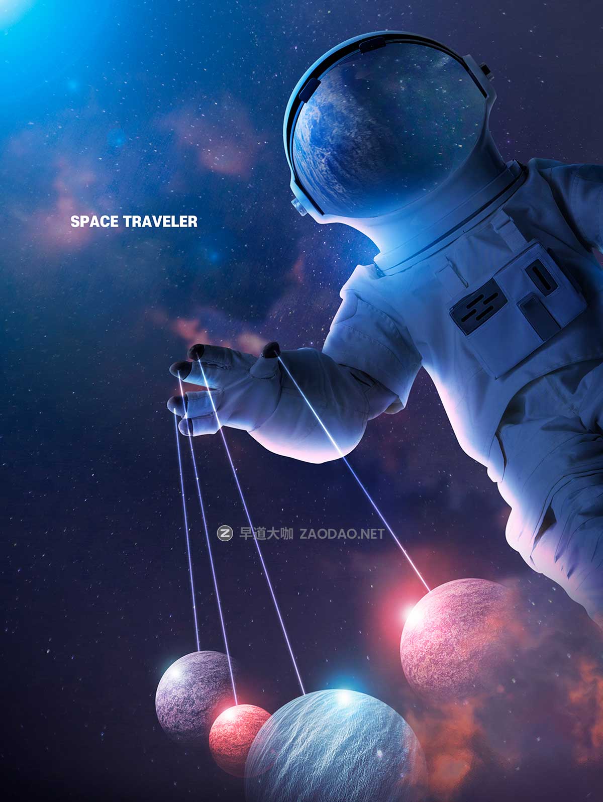 16款未来科幻太空宇宙行星宇航员主视觉KV海报设计PSD模板素材源文件 Astronaut In Space Sale Poster Template插图7