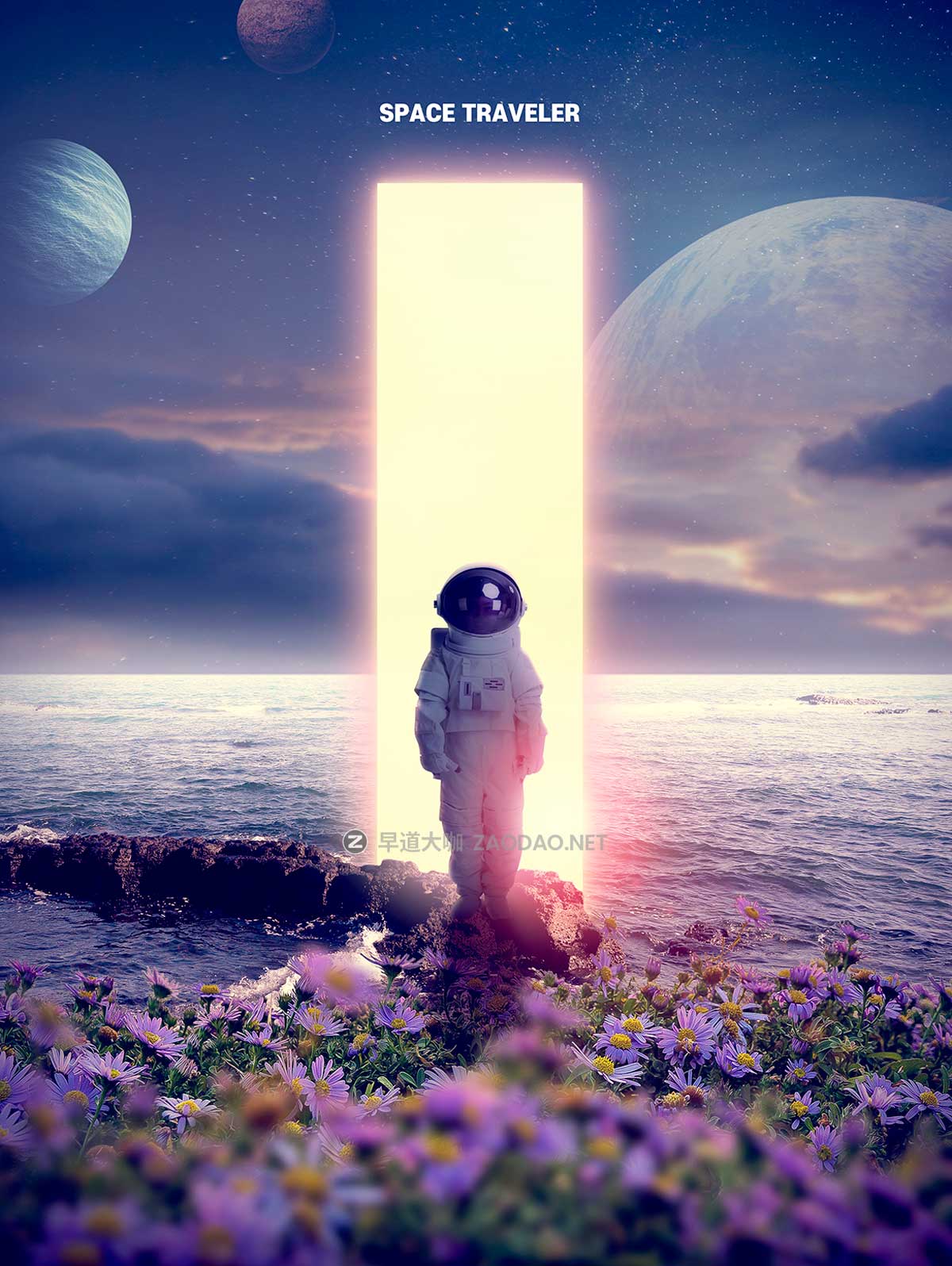 16款未来科幻太空宇宙行星宇航员主视觉KV海报设计PSD模板素材源文件 Astronaut In Space Sale Poster Template插图8