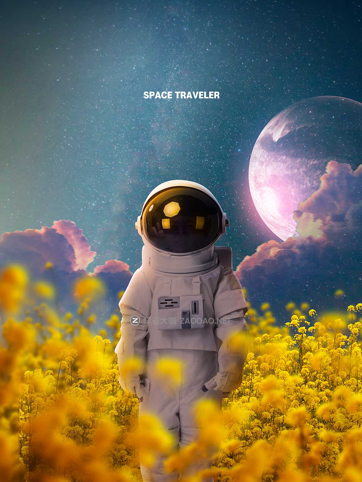 16款未来科幻太空宇宙行星宇航员主视觉KV海报设计PSD模板素材源文件 Astronaut In Space Sale Poster Template插图9