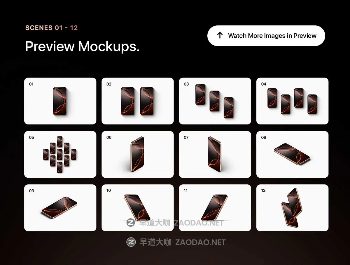 24款钛金属苹果iPhone 16 Pro手机UI广告设计展示贴图PSD样机MOCKUP模板 iPhone 16 Pro – 24 Mockups Scenes插图1 24款钛金属苹果iPhone 16 Pro手机UI广告设计展示贴图PSD样机MOCKUP模板 iPhone 16 Pro – 24 Mockups Scenes插图1